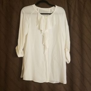 Tahari button down ruffle oversized blouse size M